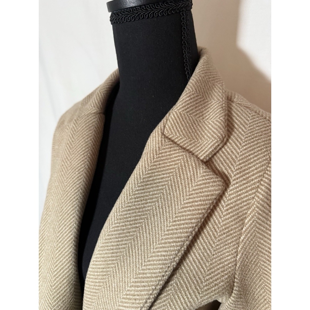 Chouyatou Blazer Jackets Womens Medium Tan Herringbone Long Sleeve Open Front - Picture 6 of 14